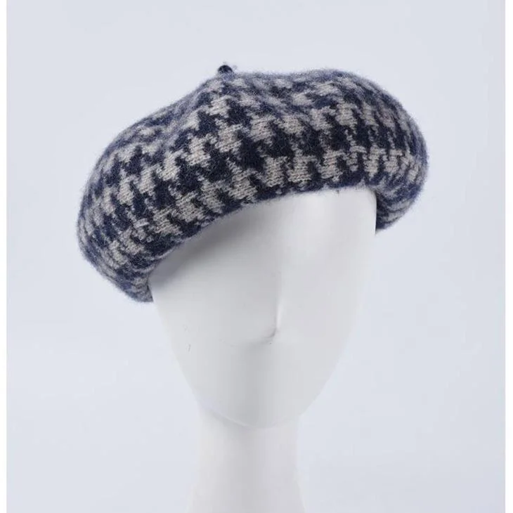 Fairy Tales Aesthetic Cottagecore Fashion Houndstooth Wool Beret Hat QueenFunky