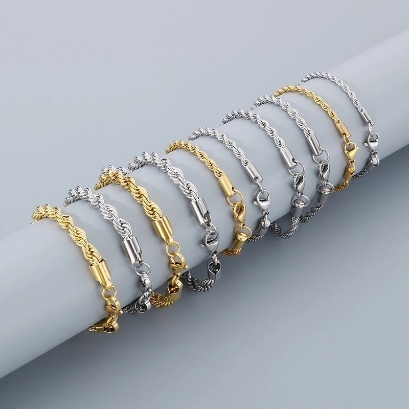 Minimalist Twist 304 Stainless Steel 18K Gold Plated Bracelets In Bulk