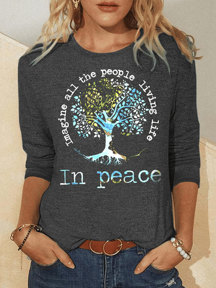 Women's Imagine All People Living On The Tree Of Life Long Sleeve T-Shirt