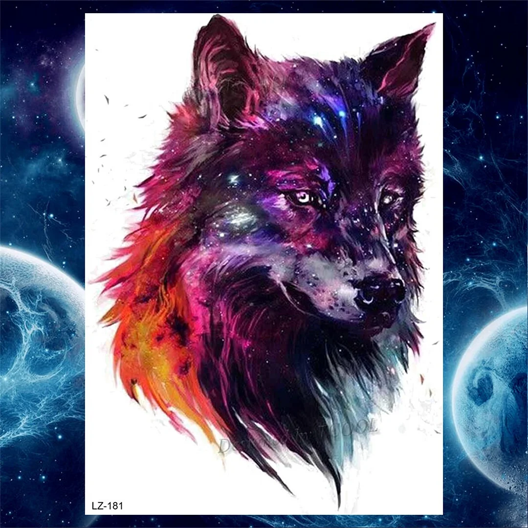 Realistic Fake Lion Tiger Temporary Tattoos For Men Women Adult Black Animals Tattoo Sticker Wolf Demon Body Art Tatoos Arm Body