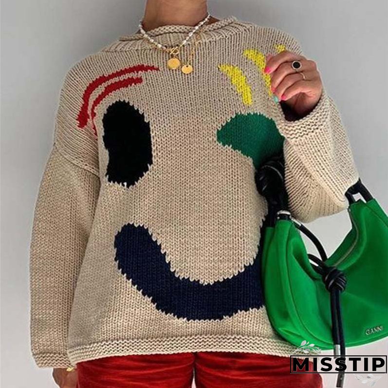 Smiley Casual Knit Sweater