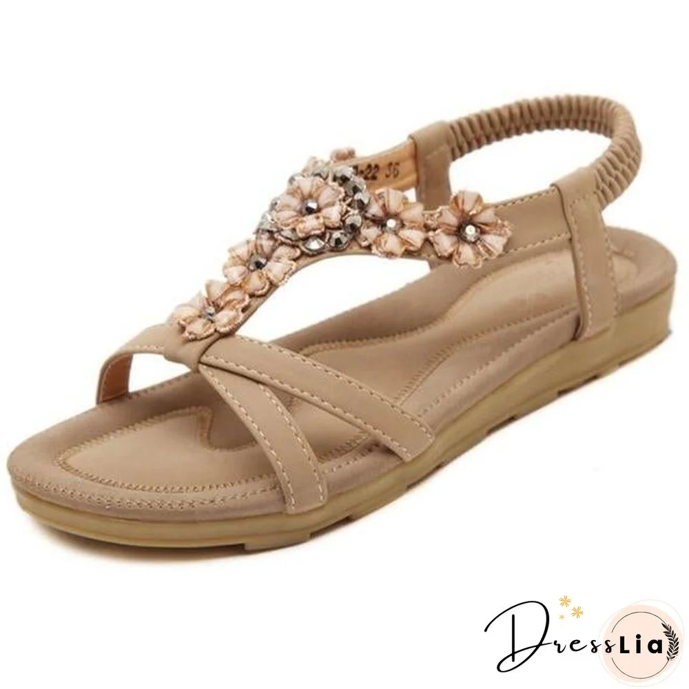 Bohemian Style Summer Women Flat Heel Beach Sandals Shoes