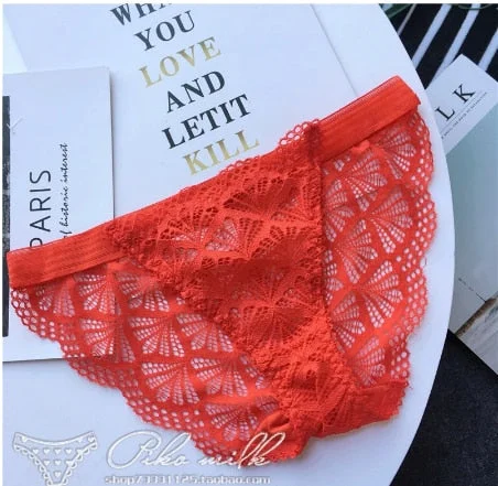 Women's Cotton Underwear Plus Size Women's Bow Panties Sexy Lace Underpants Mid Waist Hollow Out Briefs Female Sexy Lingerie