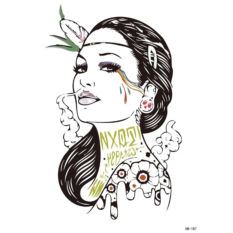 Sdrawing Forest Tattoo Sticker for Men Tiger Wolf Tattoo Death Skull Temporari Tattoo Skeleton Naked Girls Fake Tatoo for Women