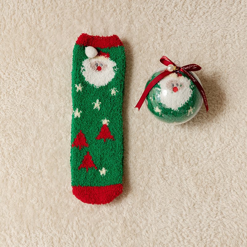 Christmas coral fleece socks Christmas gift thickened cartoon