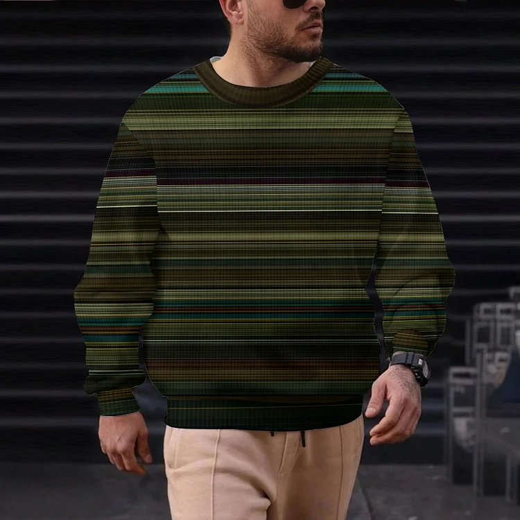 Men's Casual Printed Round-neck Sweater