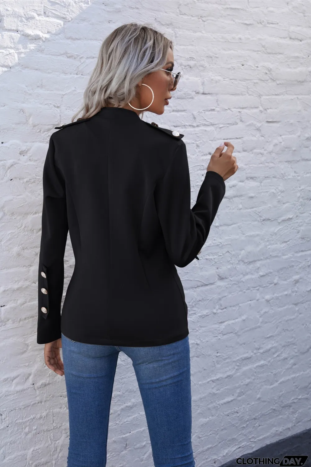 Autumn Solid Plain Button Up Retro Jacket