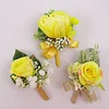 10PCS Sunflower Peony Wedding Catering Bridal Groom Guests Corsage Boutonniere Wrist Artificial Flower Bouquets
