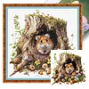 Hamster In Tree Hole-14CT Stamped Cross Stitch 50*50cm/19.69*19.69in tapestrymarket