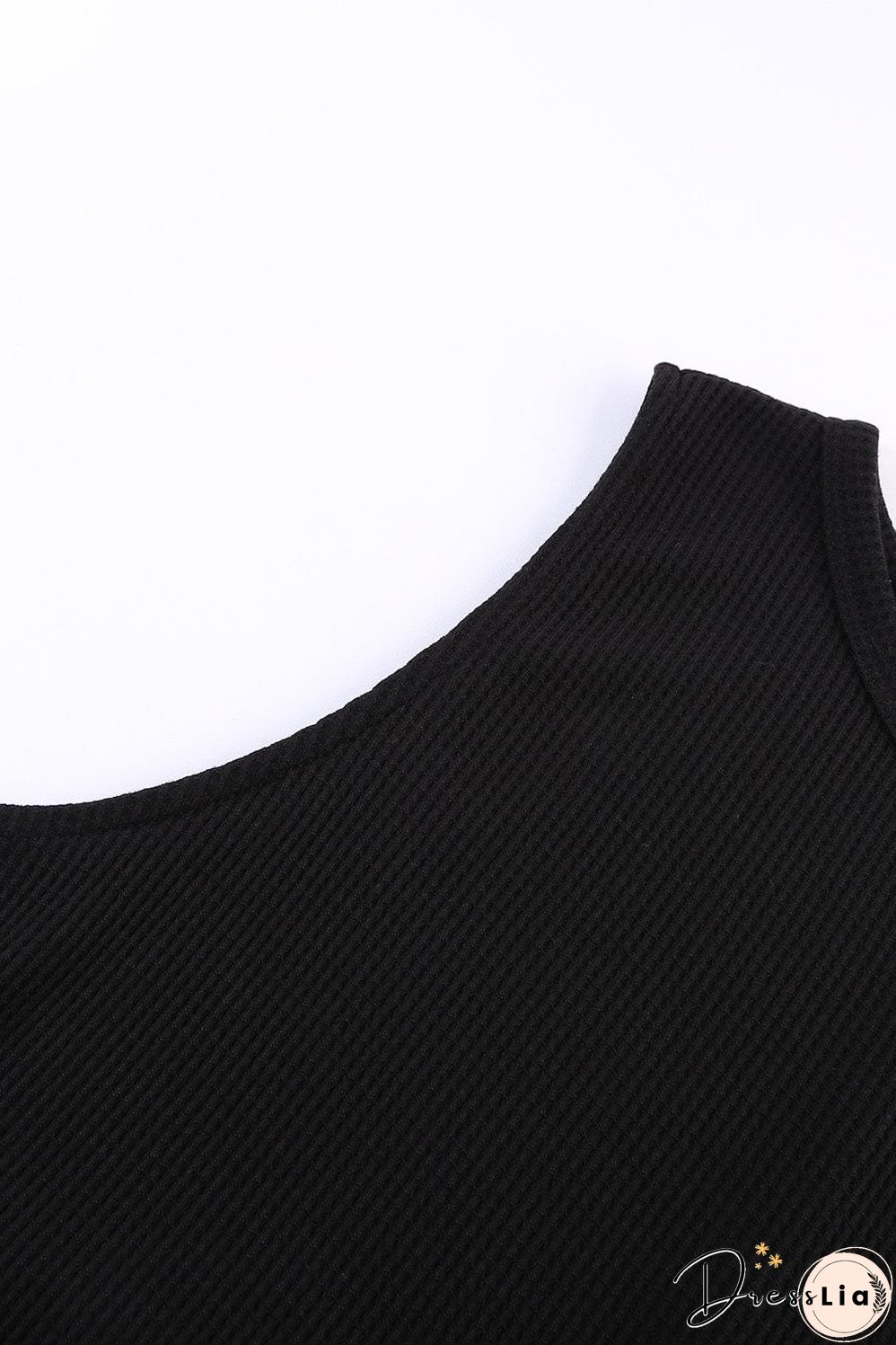 Chic Black Waffle Knit Sleeveless Tank Top
