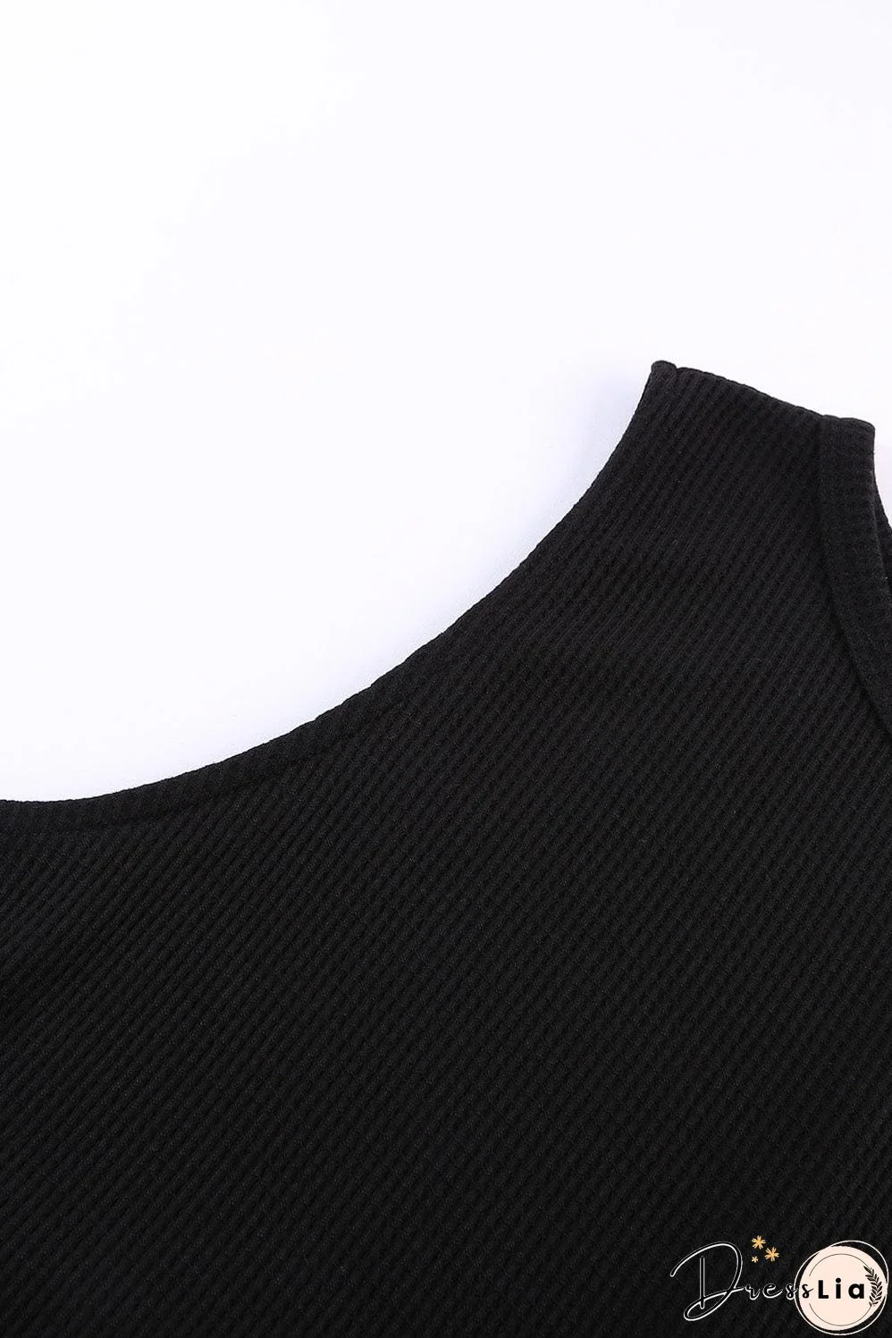 Chic Black Waffle Knit Sleeveless Tank Top
