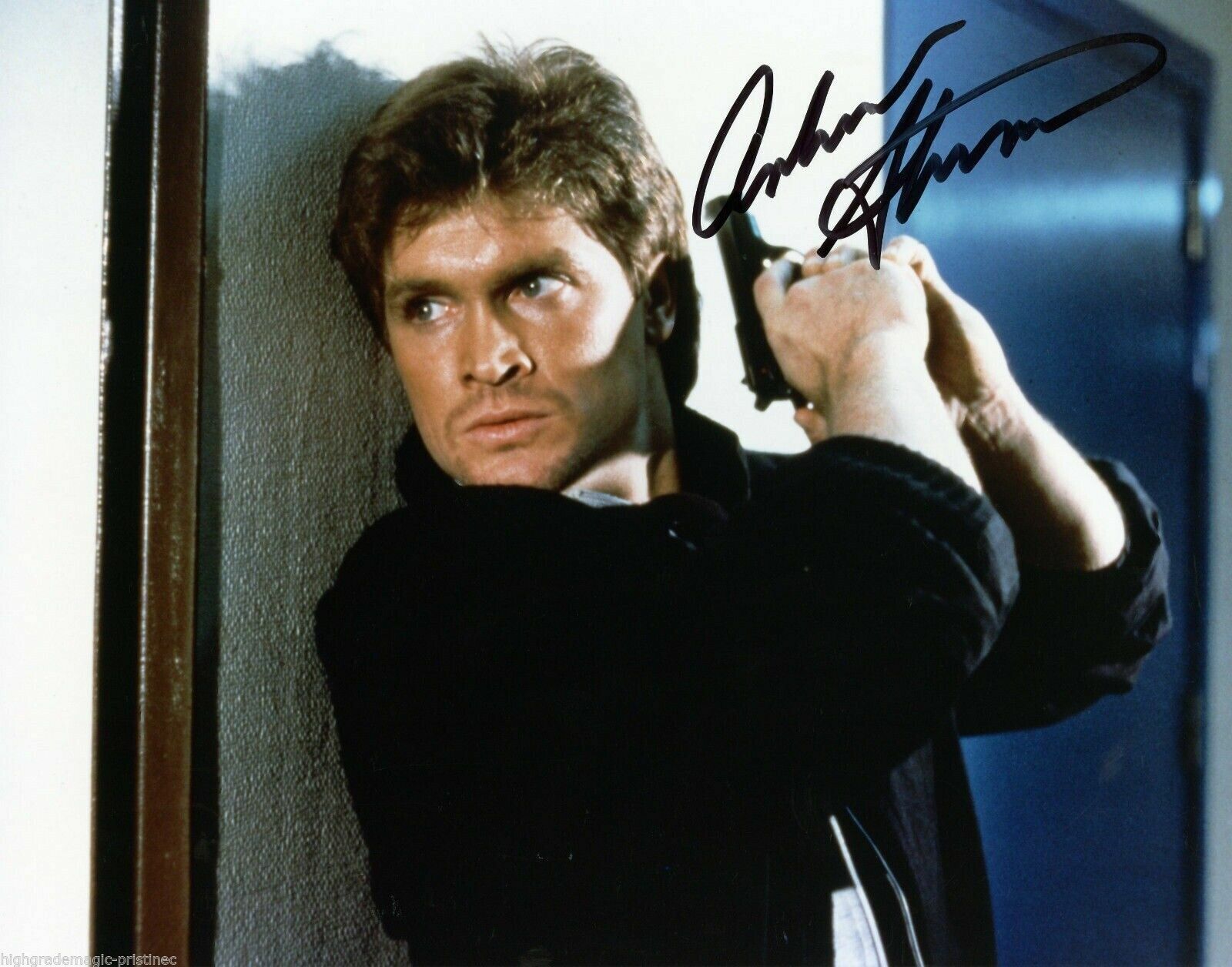 ANDREW STEVENS AUTOGRAPHED SIGNED 8X10 COLOR PRESS Photo Poster painting WITH GUN