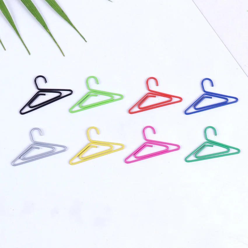 10PCS Metal Material Mini Hanger Shape Paper Clips Funny Kawaii Bookmark Office School Stationery Marking Clip