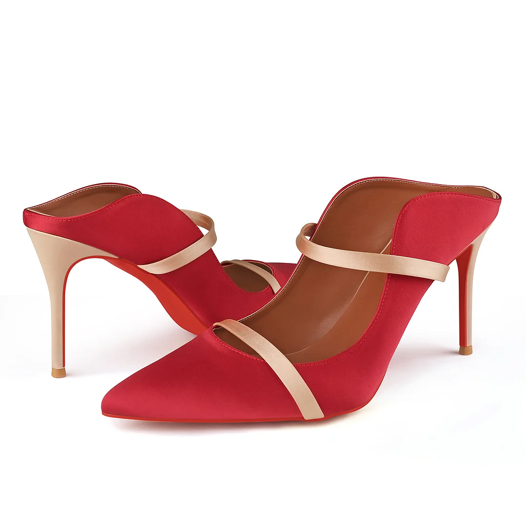100mm Women's Party Classic Stiletto Red Bottom Shoes Slingback High Heels-MERUMOTE