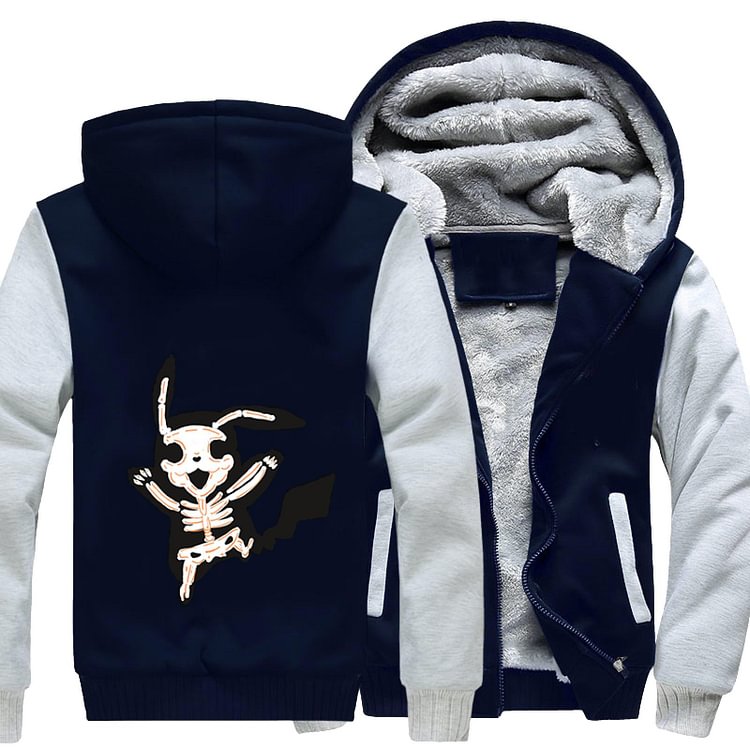 Electric Shocked Pikachu Like Askeleton, Pokemon Fleece Jacket