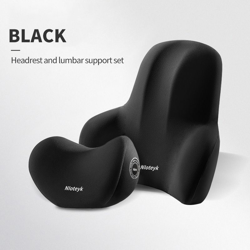 Tegooe Ergonomic Car Seat Memory Foam Neck Pillow Headrest and Lumbar Support Cushion Set