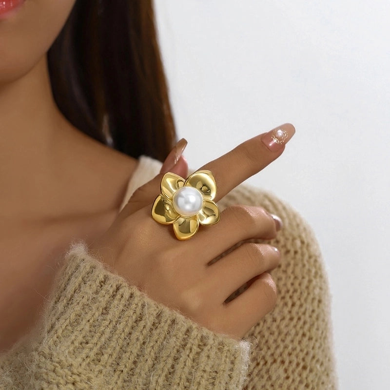 Classic Style Flower 316L Stainless Steel  Open Rings