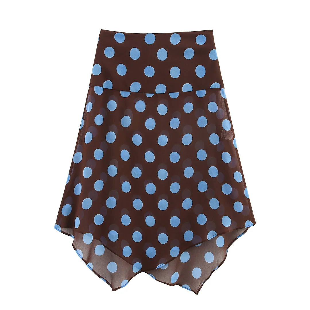 Nigikala Nigikala New Thin Scarf Wave Dot Hanging Neck Top Asymmetric Dress Set Women 3756352 6929511