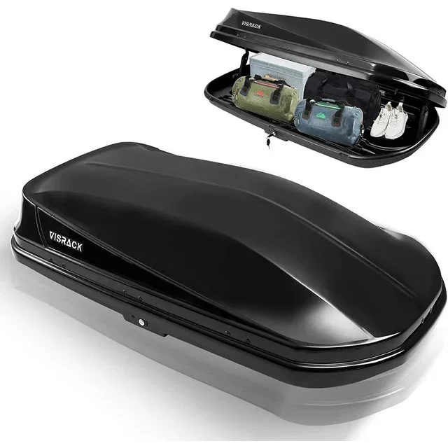 Large Hard Shell Carriers Rooftop Cargo Box with Key Lock 62 (L) x 31 (W) x 15(H) 15 Cubic Feet, Waterproof Heavy Duty Universal Roof Rack Tool-Free Install, Black