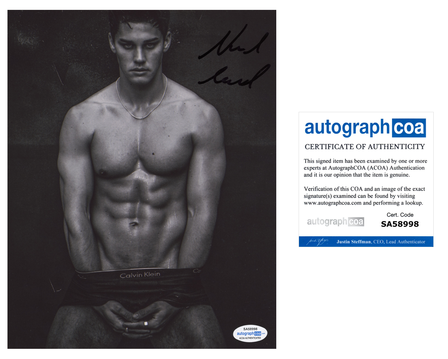 Noah Beck Signed Autograph 8x10 Photo Poster painting Shirtless Calvin Klein Actor ACOA COA