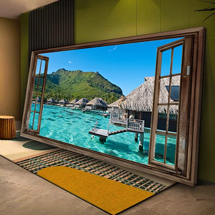 Polynesian Beach Window Canvas Wall Art