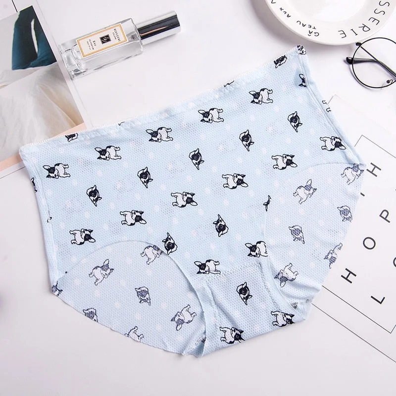 Women's Cotton Underwear Plus Size Ice Silk Comfort Panties Sexy Print Underpants Seamless Triangle Pants Female Sexy Lingerie