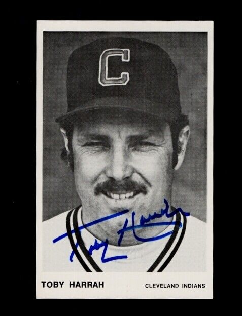 TOBY HARRAH-CLEVELAND INDIANS AUTOGRAPHED SEMI-GLOSS POSTCARD Photo Poster painting