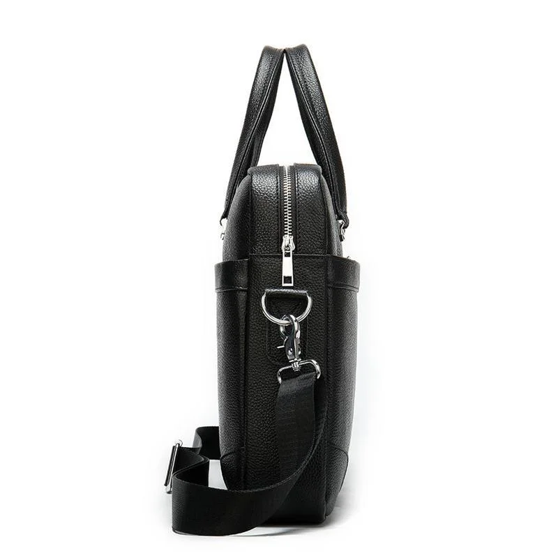 Durable Large Capacity Leather Fashion Plain Business Briefcase