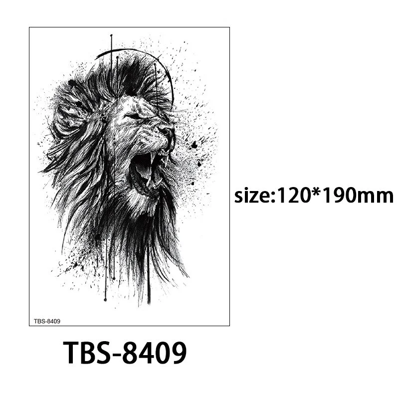 Sdrawing Forest King Animal Tattoo Sticker for Men Tiger Skull Skeleton Fake Tattoo for Women Wolf Tattoo Temporary Waterproof