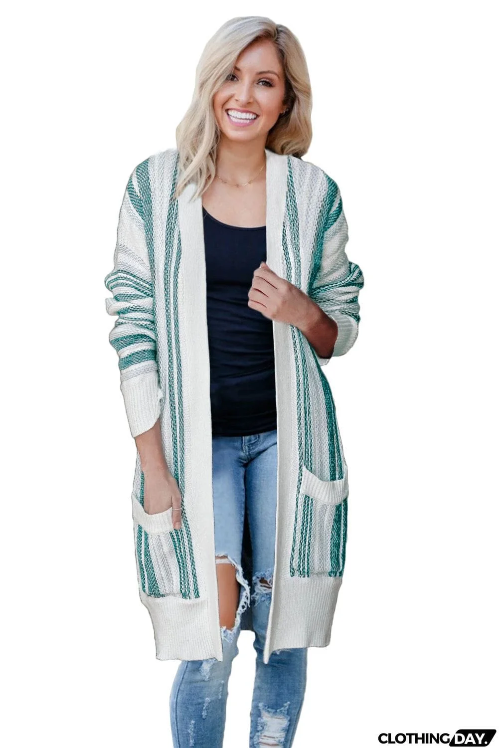 Pocketed Cotton Blend Cardigan