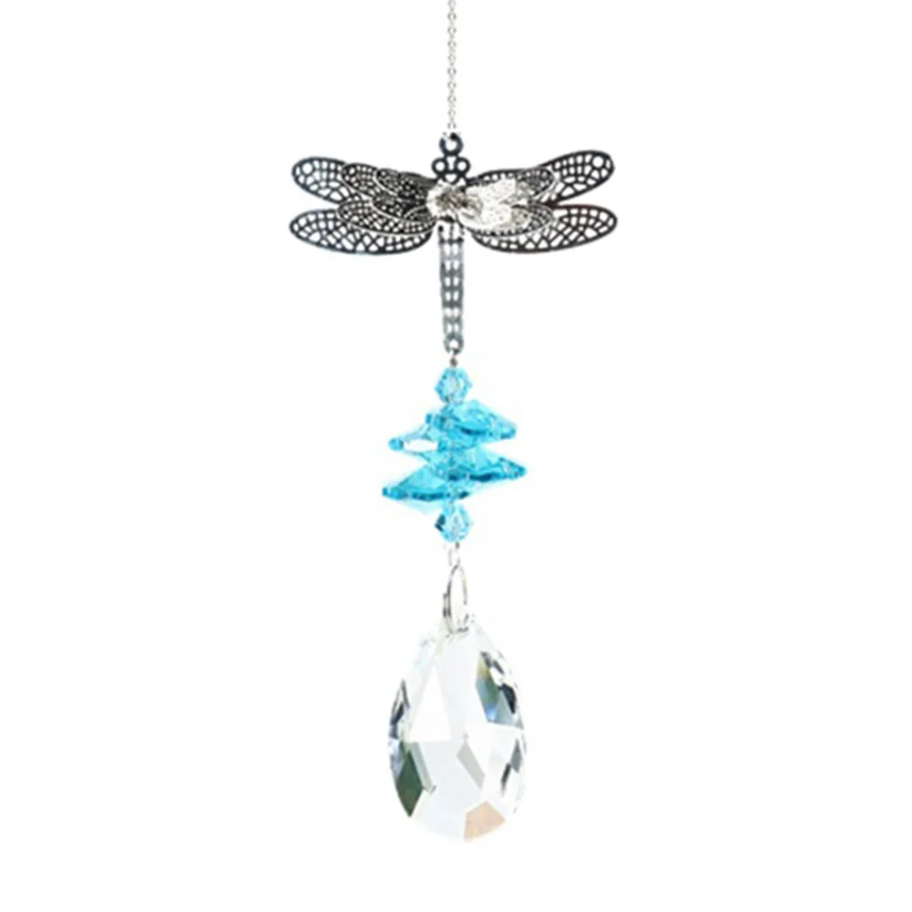 Dragonfly Window Hanging Crystal Garland Suncatcher Pendant (Light Blue)