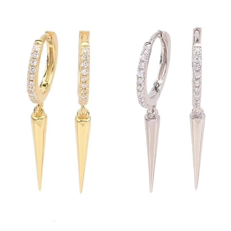 1 Pair 925 Sterling Silver Zircon Solid Color Drop Earrings