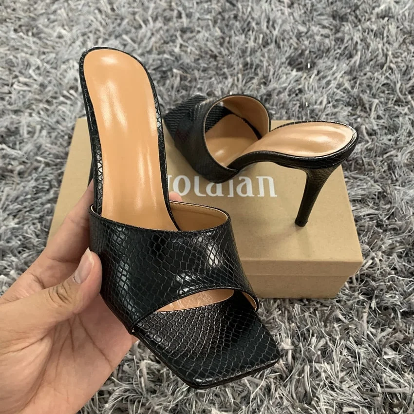 2020 summer women sandals square toe high heel slippers fashion ladies mule heels women high heels sandals mules shoes woman