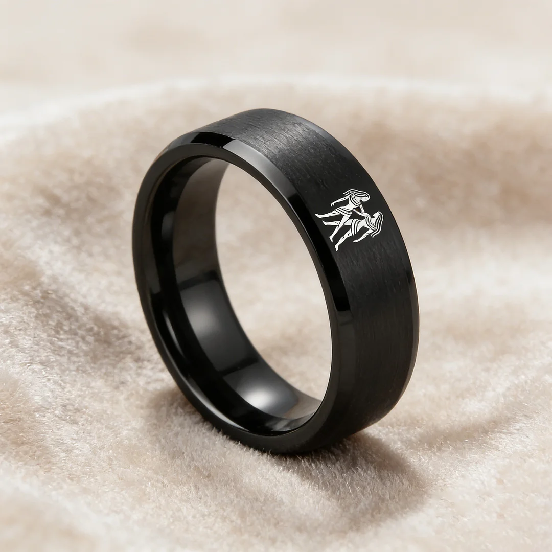 Mens Womens Flat Gemini Tungsten Carbide Rings Black Couple Wedding Bands Top Comfort Fit 4MM 6MM 8MM Width