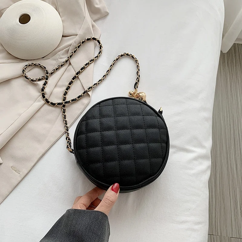 Mini Lattice Round Crossbody bag 2021 Fashion New High quality PU Leather Women's Designer Handbag Chain Shoulder Messenger Bag