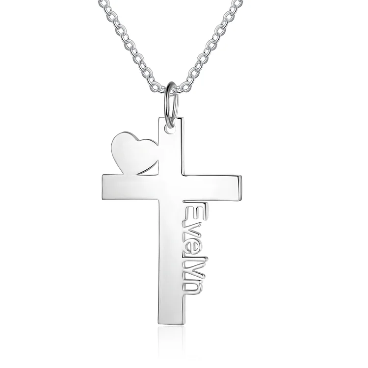 First Communion Personalized Cross Name Necklace for Her