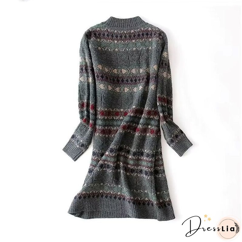 Vintage Ethnic Knitted Dress