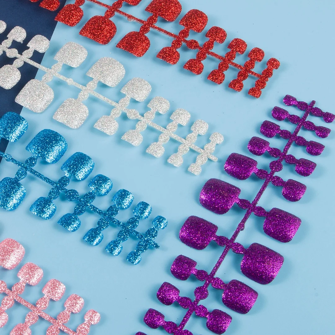 120pcs 5 Row/Pack Glitter False Toenail Tips Fake Toe Nail Art Tip Bling Press on Toe Nails Full Cover Nail For Toes-Nail Inspo