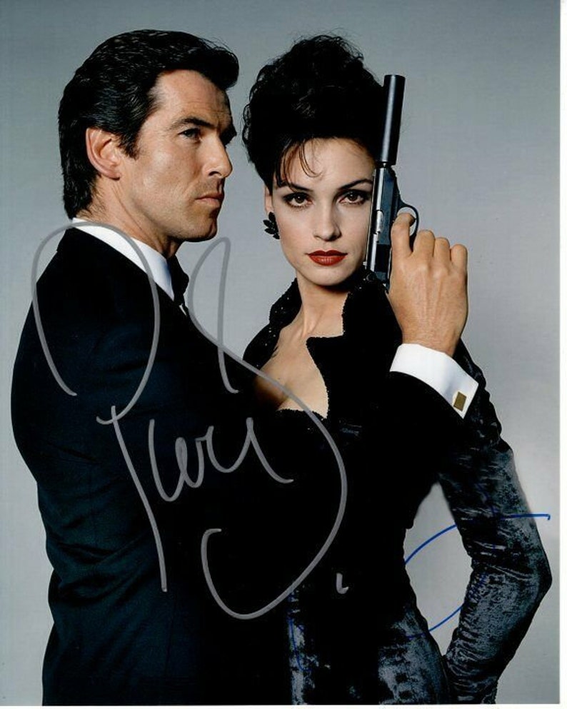 Famke janssen and pierce brosnan autographed james bond 007 goldeneye Photo Poster painting