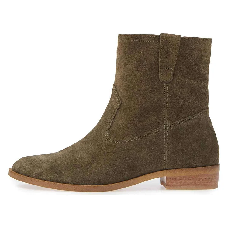 Brown Suede Flat Ankle Boots|FSJshoes