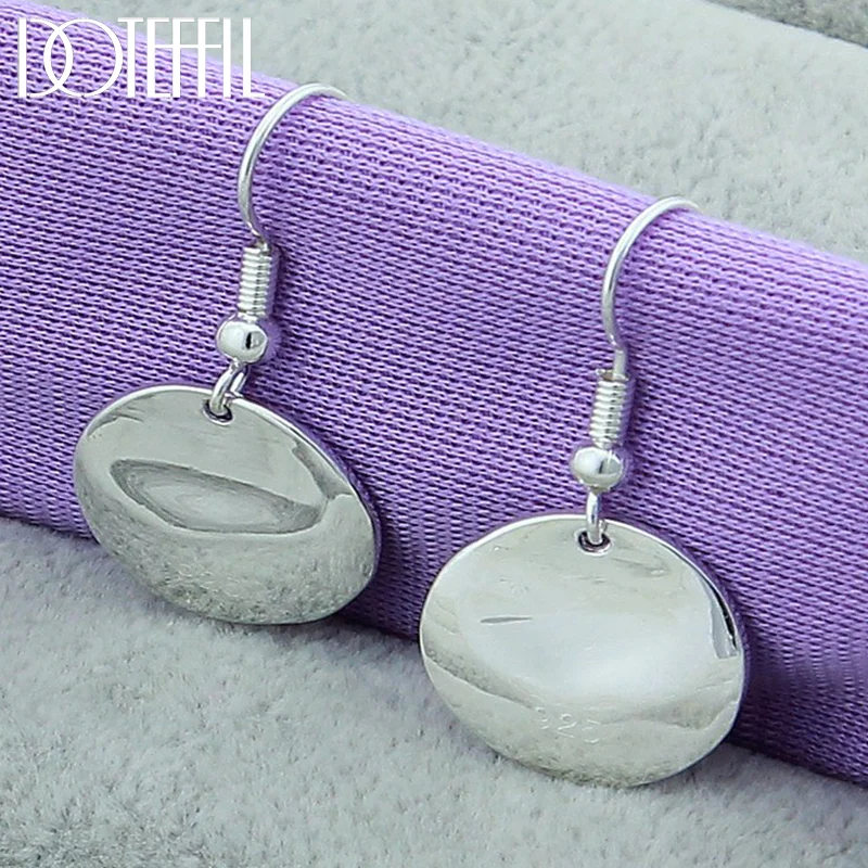 DOTEFFIL 925 Sterling Silver Smooth Bump Round Drop Earrings For Woman Jewelry