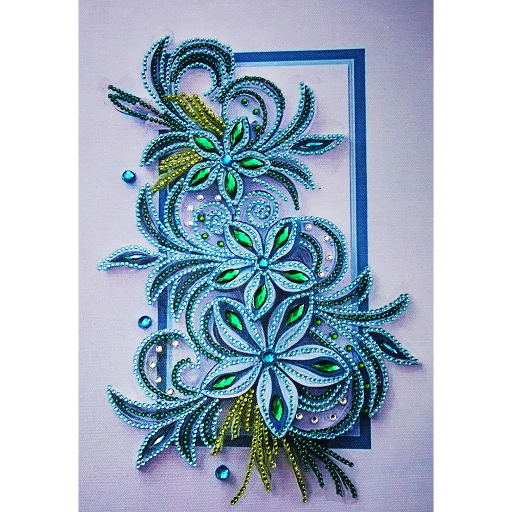 Diamond Painting - Crystal Rhinestone - Blue Flowers