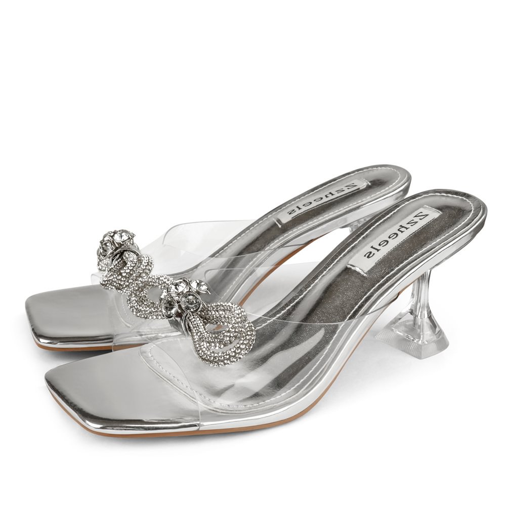 7cm/2.76''  Crystallized Low Heeled Sandals Women's Slippers