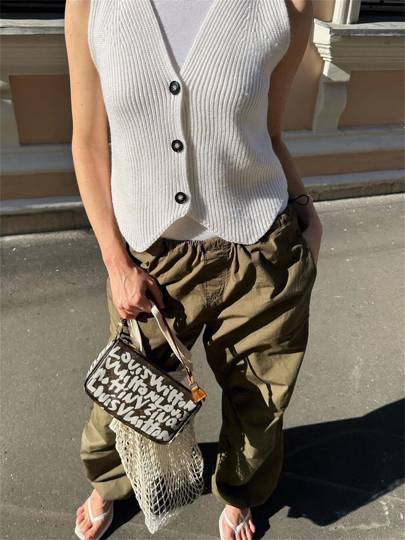 Ootddress Knit Casual Ribbed Vest Cardigan For Women Solid Slim V-Neck Sleeveless High Waist Outwear Female Loose Knit Vest Sweater
