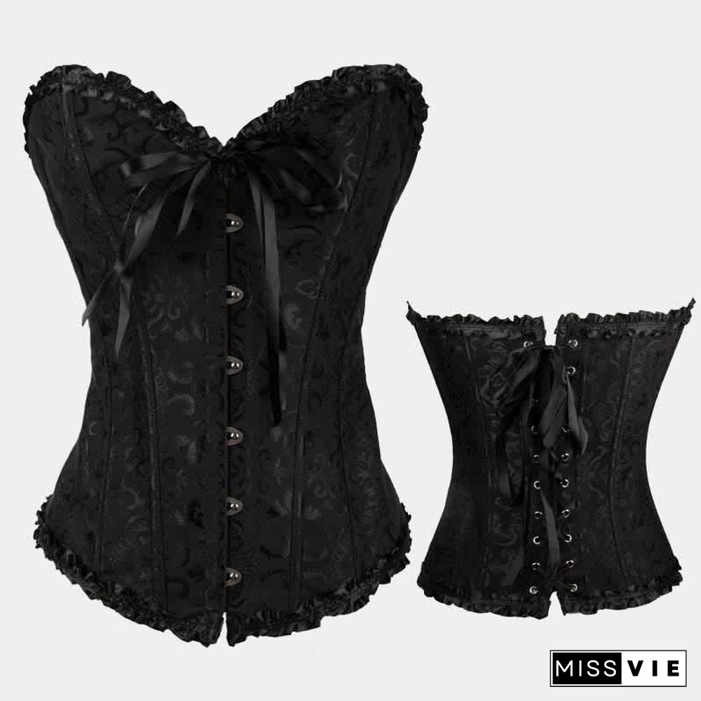 Flower Print Lace Up Corset Tops