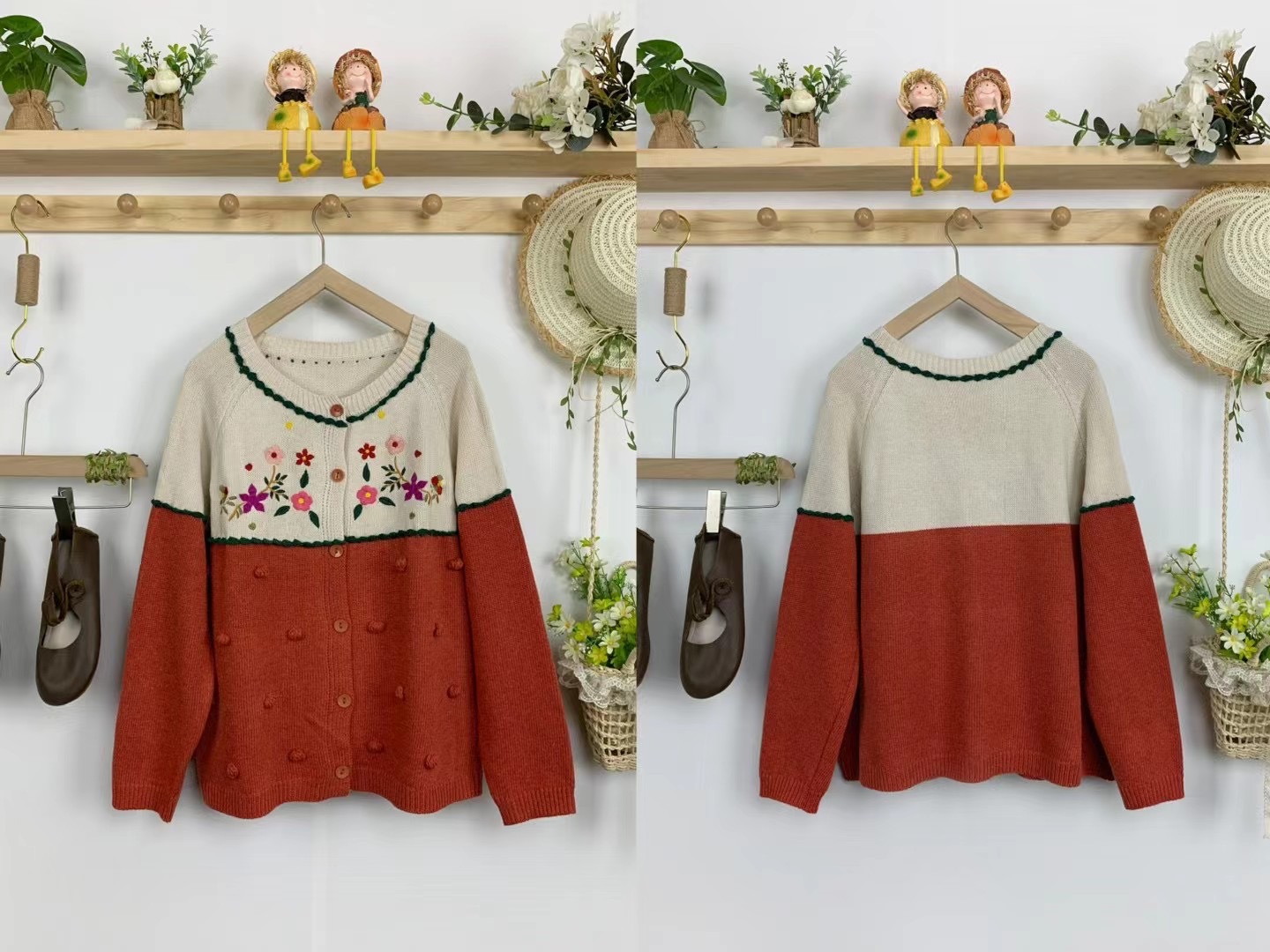 Women Long Sleeve V-neck Graphic Floral Printed Top