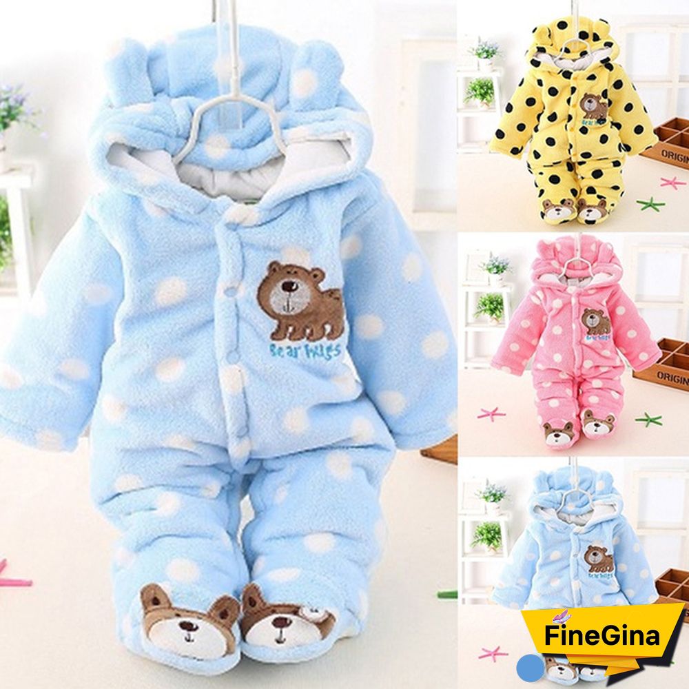 Newborn Baby Romper Coral Fleece Winter Rompers Cartoon Infant Clothes Snowsuit Babies Jumpsuits