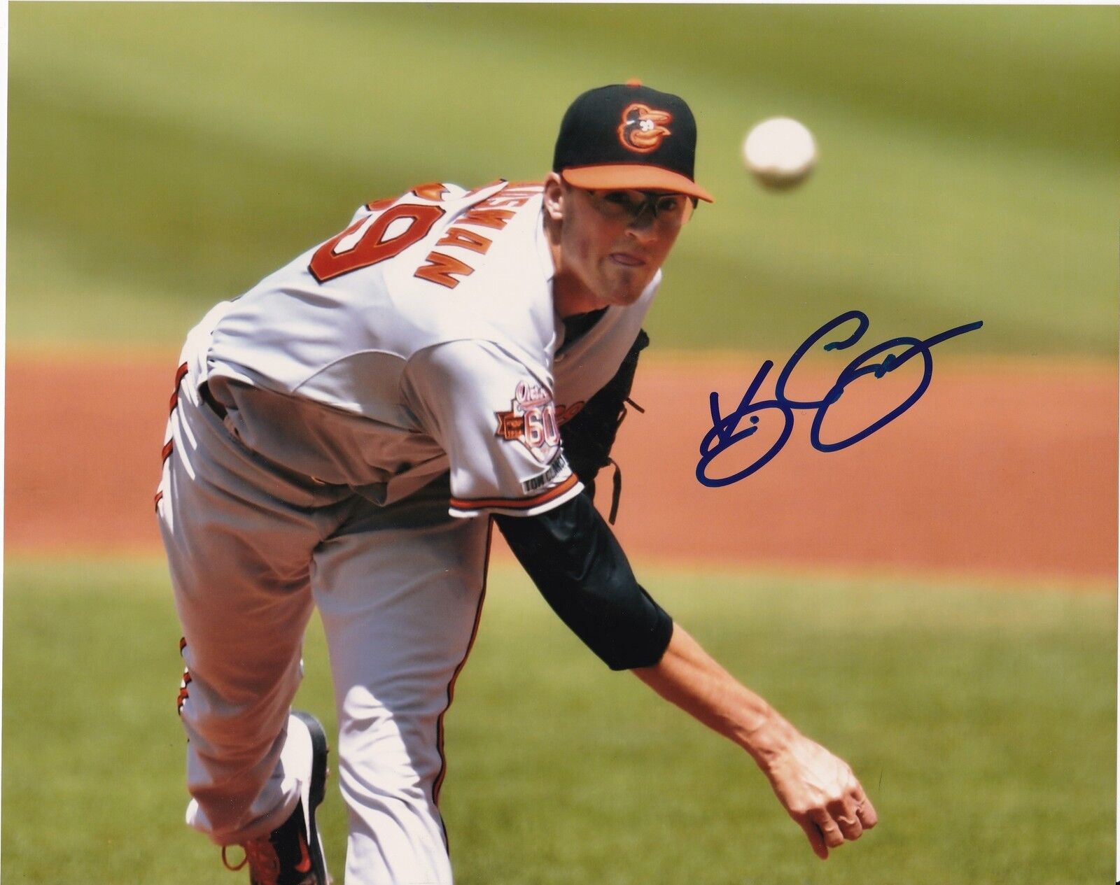 KEVIN GAUSMAN BALTIMORE ORIOLES ACTION SIGNED 8x10