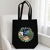 Premium DIY Green Peacock Canvas Tote Bag Embroidery Kit with Hoop Frame 32x37cm