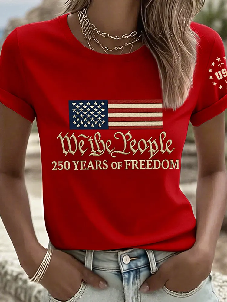 37Necklaces Women's American 250th Anniversary Print T-Shirt